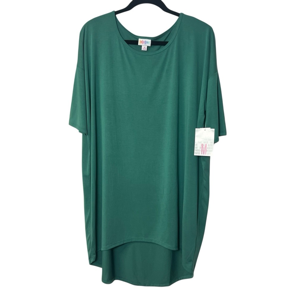 LuLaRoe Women's Irma Medium Hi-low Solid Green Teal ‎ Shirt Dress Relaxed
